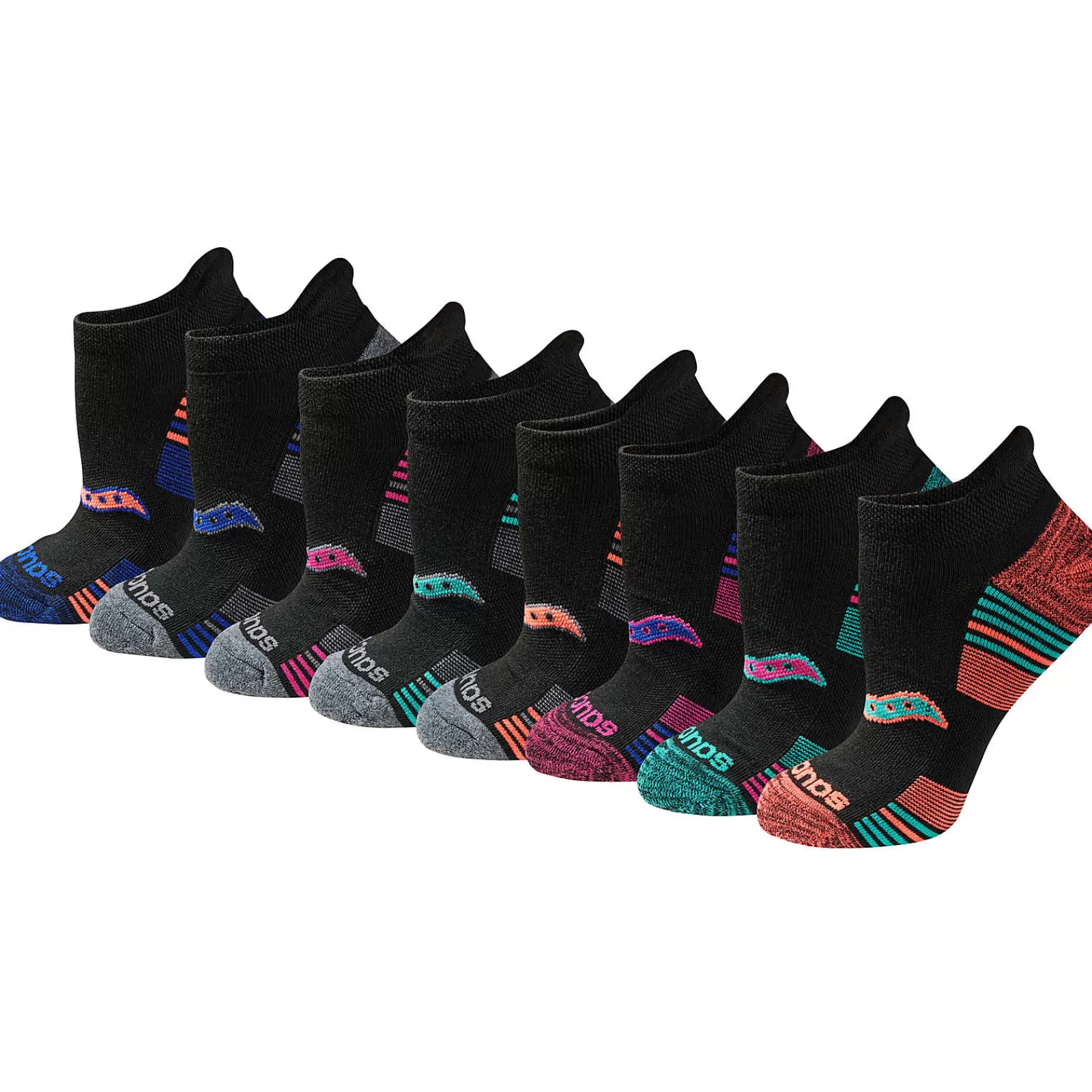 Accessories | Accessories<Saucony Glory Performance No Show Tab 8-Pack Socks BlackAssorted