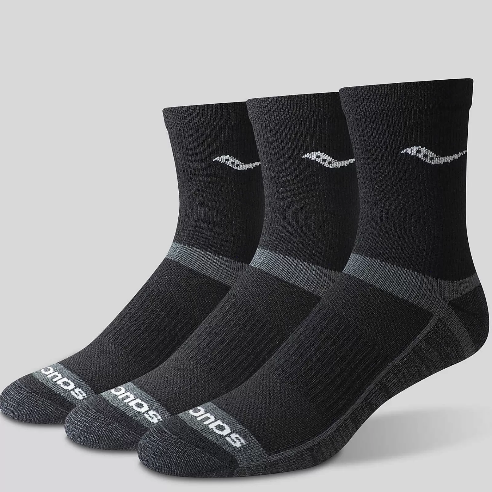 Socks<Saucony Inferno Cushion Mid 3-Pack Sock Black