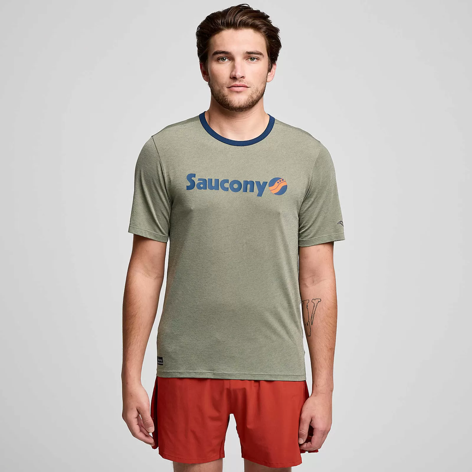 Tops<Saucony Stopwatch Graphic Short Sleeve BoughHeatherGraphic